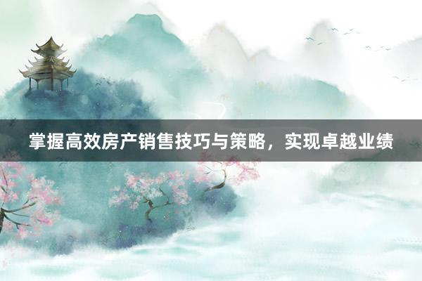 掌握高效房产销售技巧与策略，实现卓越业绩